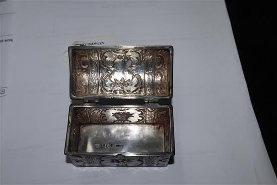 An Edwardian silver and white enamel miniature casket by Harold Child, London, 1904, 80mm.